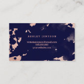 メーキャップアーティストのばら色の金ゴールドの濃紺の水彩画 名刺 (裏面)