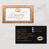 メーキャップアーティストのばら色の金ゴールドの美しいの唇 名刺 (正面/裏面)