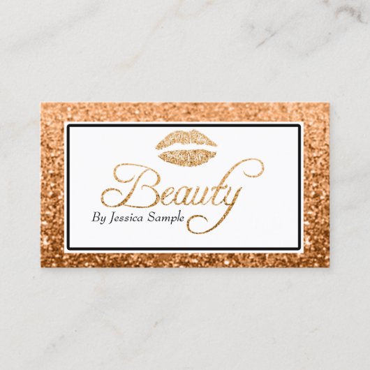 メーキャップアーティストのばら色の金ゴールドの美しいの唇 名刺 (正面)