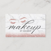 メーキャップアーティストのばら色の金ゴールドの鞭のタイポグラフィの大理石 名刺 (正面)