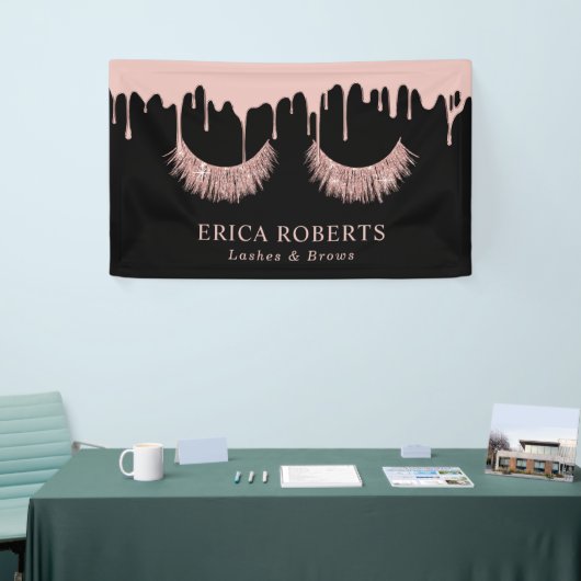 メーキャップアーティストのばら色の金ゴールドの鞭のモダンな点滴注入 横断幕 (トレードショー)