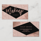 メーキャップアーティストのばら色の金ゴールド色のブロックのタイポグラフィ 名刺 (正面/裏面)