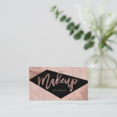 メーキャップアーティストのばら色の金ゴールド色のブロックのタイポグラフィ 名刺 (スタンド正面)