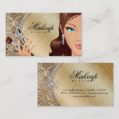 メーキャップアーティストのまつげはCosmetologyの金ゴールドにブラシをかけます 名刺 (正面/裏面)