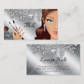 メーキャップアーティストのまつげはCosmetologyの銀にブラシをかけます 名刺 (正面/裏面)