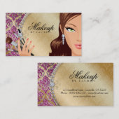 メーキャップアーティストのまつげはCosmetologyピンクgにブラシをかけます 名刺 (正面/裏面)
