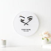 メーキャップアーティストのまばたきの目の美容院の鞭延長 ラージ壁時計 (ホーム)