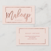 メーキャップアーティストのエレガントなばら色の金ゴールドのタイポグラフィの赤面 名刺 (正面/裏面)