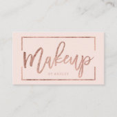 メーキャップアーティストのエレガントなばら色の金ゴールドのタイポグラフィの赤面 名刺 (正面)