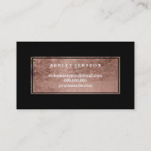 メーキャップアーティストのエレガントなばら色の金ゴールドのタイポグラフィの黒 名刺 (裏面)