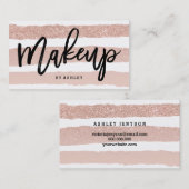 メーキャップアーティストのエレガントなタイポグラフィのばら色の金ゴールドは縞で飾ります 名刺 (正面/裏面)