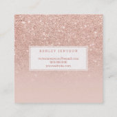 メーキャップアーティストのエレガントなタイポグラフィの赤面のばら色の金ゴールド2 スクエア名刺 (裏面)