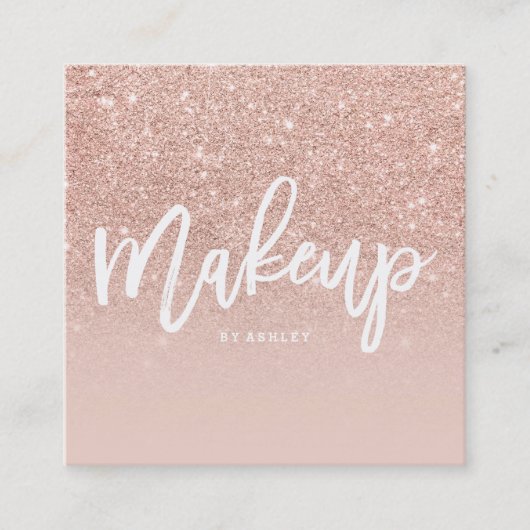 メーキャップアーティストのエレガントなタイポグラフィの赤面のばら色の金ゴールド2 スクエア名刺 (正面)