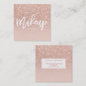 メーキャップアーティストのエレガントなタイポグラフィの赤面のばら色の金ゴールド2 スクエア名刺 (正面/裏面)