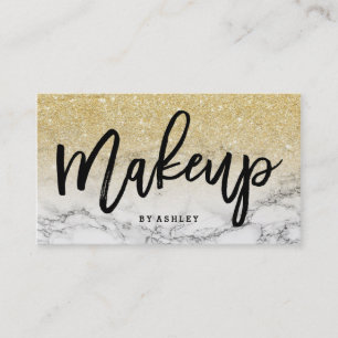 メーキャップアーティストのエレガントなタイポグラフィの金ゴールドのグラデーションな大理石 名刺