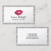 メーキャップアーティストのエレガントなモダンなヒョウのプリントのボーダー 名刺 (正面/裏面)