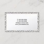 メーキャップアーティストのエレガントなモダンなヒョウのプリントのボーダー 名刺 (裏面)