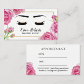 メーキャップアーティストのエレガントな花のサロンのアポイントメント 予約カード (正面/裏面)