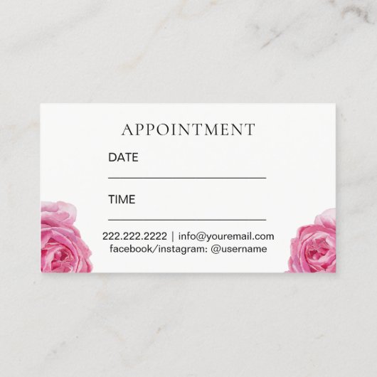 メーキャップアーティストのエレガントな花のサロンのアポイントメント 予約カード (裏面)