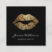メーキャップアーティストのエレガントな金ゴールドの唇 スクエア名刺 (正面)
