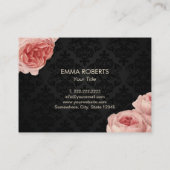 メーキャップアーティストのサロンのエレガントなダマスク織のヴィンテージの花柄 名刺 (裏面)