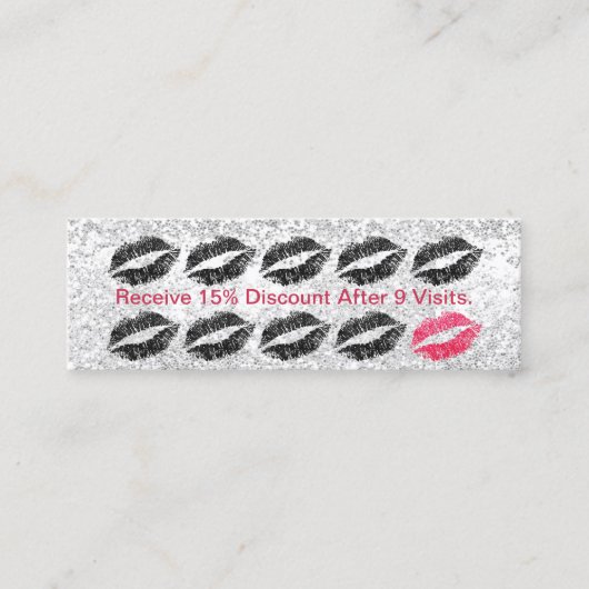 メーキャップアーティストのサロンの黒の唇の銀製のロイヤリティ ロイヤリティカード (正面)