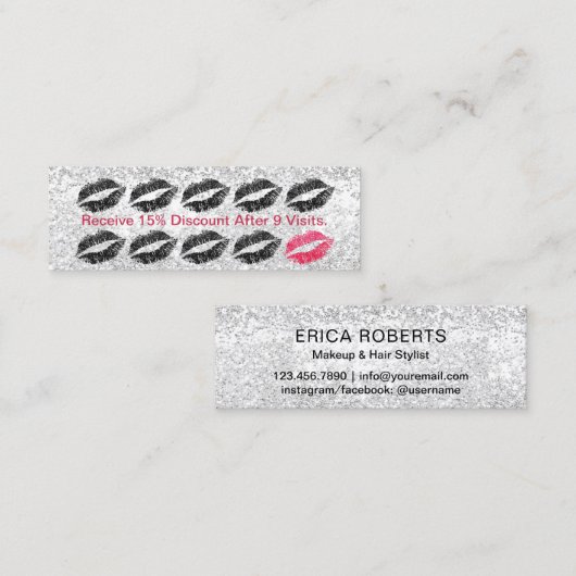 メーキャップアーティストのサロンの黒の唇の銀製のロイヤリティ ロイヤリティカード (正面/裏面)
