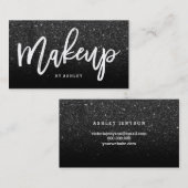 メーキャップアーティストのシックなタイポグラフィのフェイクで黒いグリッター 名刺 (正面/裏面)