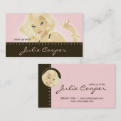 メーキャップアーティストのジュエリーのかわいらしいブロンドの女性のピンク 名刺 (正面/裏面)