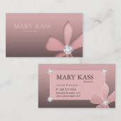メーキャップアーティストのジュエリーのピンクの花の白のダイヤモンド 名刺 (正面/裏面)