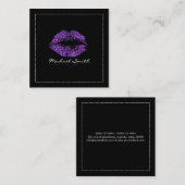 メーキャップアーティストのスタイリッシュな紫色のグリッターの唇 スクエア名刺 (正面/裏面)