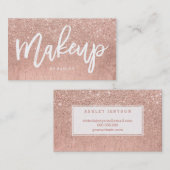 メーキャップアーティストのタイポグラフィののどのばら色の金ゴールドのグリッター 名刺 (正面/裏面)