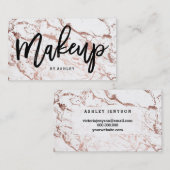 メーキャップアーティストのタイポグラフィのばら色の金ゴールドの白の大理石 名刺 (正面/裏面)