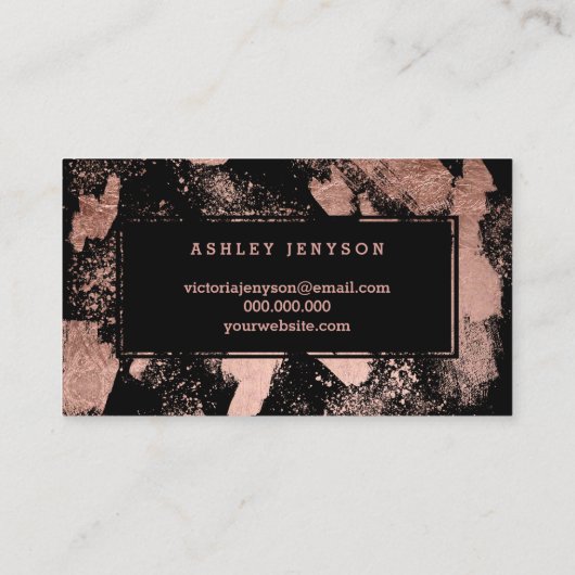 メーキャップアーティストのタイポグラフィのばら色の金ゴールドブラシストローク 名刺 (裏面)