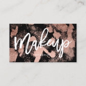 メーキャップアーティストのタイポグラフィのばら色の金ゴールドブラシストローク 名刺 (正面)