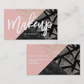 メーキャップアーティストのタイポグラフィのばら色の金ゴールド色のブロック 名刺 (正面/裏面)