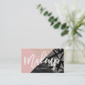 メーキャップアーティストのタイポグラフィのばら色の金ゴールド色のブロック 名刺 (スタンド正面)