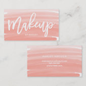 メーキャップアーティストのタイポグラフィのピンクのグラデーションなブラシストローク 名刺 (正面/裏面)