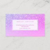 メーキャップアーティストのタイポグラフィのピンクの紫色のグリッター 名刺 (裏面)