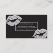 メーキャップアーティストのタイポグラフィの唇ののどの銀 名刺 (裏面)