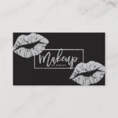 メーキャップアーティストのタイポグラフィの唇ののどの銀 名刺 (正面)