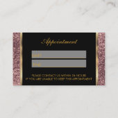 メーキャップアーティストのバラのグリッターのアポイントメント 予約カード (裏面)