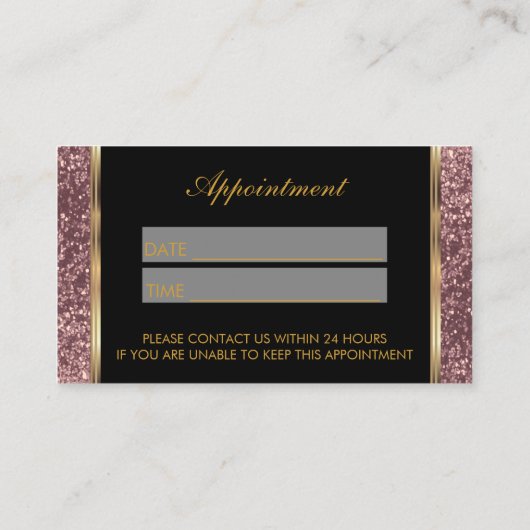 メーキャップアーティストのバラのグリッターのアポイントメント 予約カード (裏面)