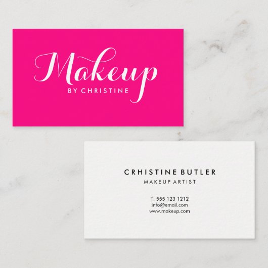 メーキャップアーティストのピンクのミニマリスト 名刺 (正面/裏面)