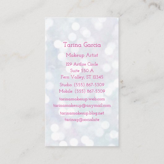 メーキャップアーティストのピンクの口紅の名刺 名刺 (裏面)