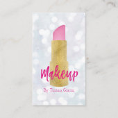 メーキャップアーティストのピンクの口紅の名刺 名刺 (正面)