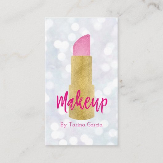 メーキャップアーティストのピンクの口紅の名刺 名刺 (正面)