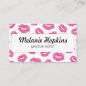 メーキャップアーティストのピンクの口紅は名刺に接吻します 名刺 (正面)