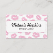 メーキャップアーティストのピンクの口紅は名刺に接吻します 名刺 (正面)