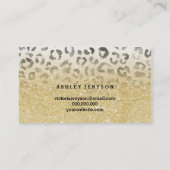 メーキャップアーティストのフェイクな金ゴールドのグリッターのヒョウの水彩画 名刺 (裏面)
